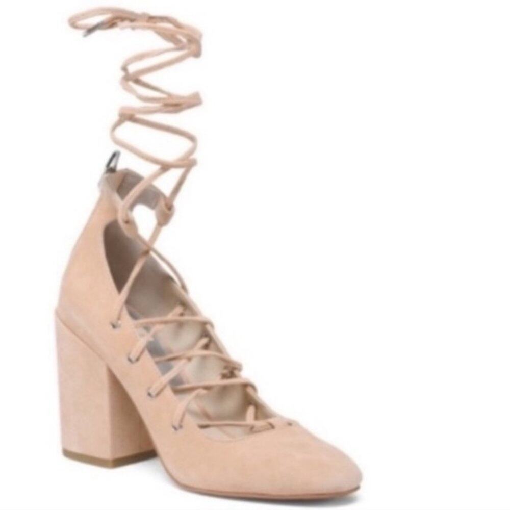 NEW‎ Dolce Vita Cerys lace up block heel blush
